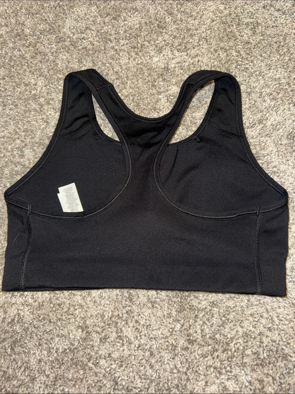 Nike Black Racerback Compression Sports Bra with White Swoosh Full Padding